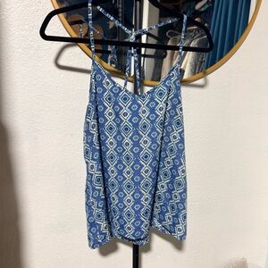 Hollister Blue and White Geometric Camisole